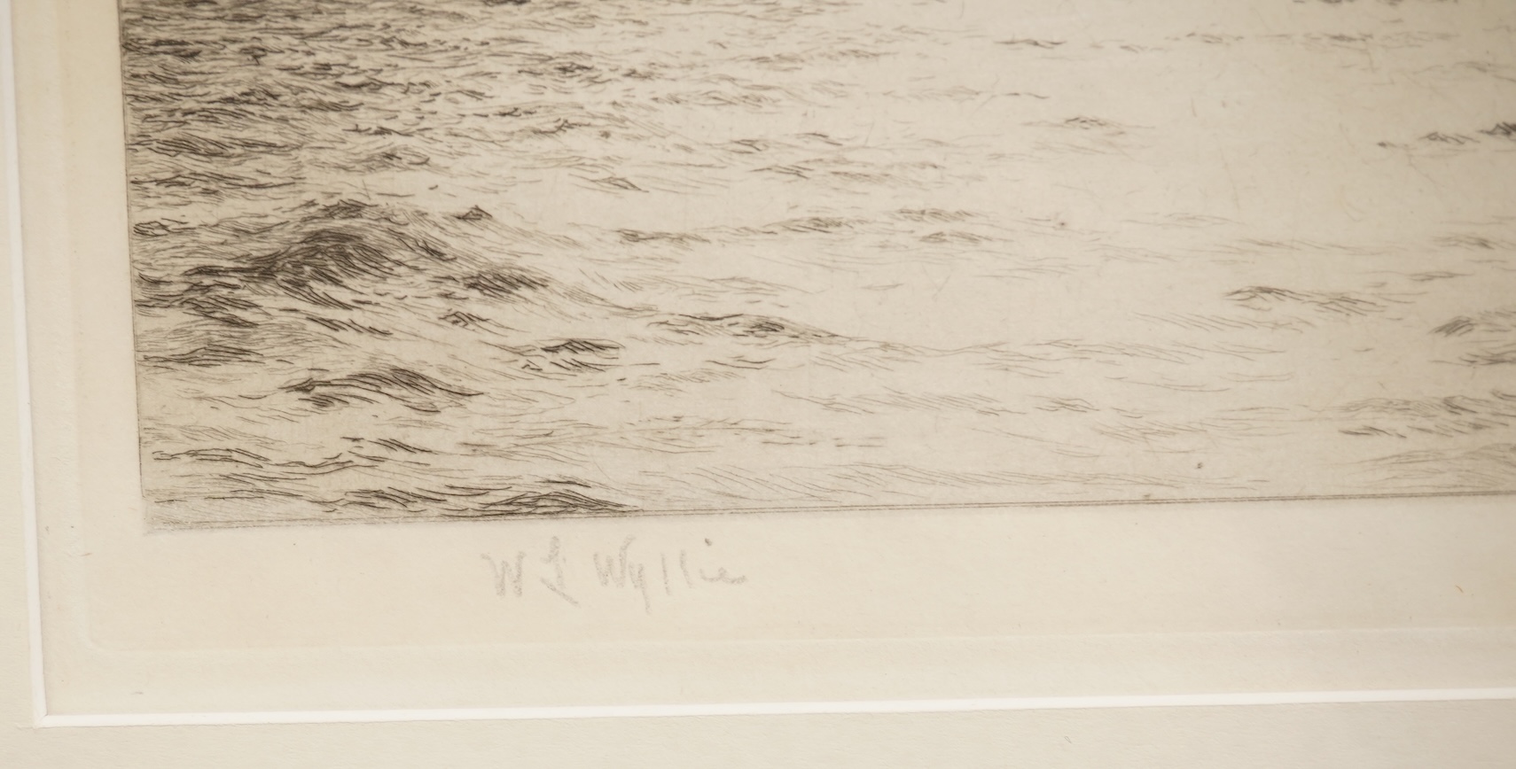William Lionel Wyllie (1851-1931), The Battle of Trafalgar, each signed in pencil, set of three drypoint etchings, 21 x 40cm